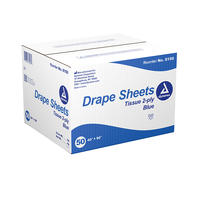 DRAPE SHEET - 40 X 90 - 2 PLY - BLUE - 50 COUNT - DYNAREX-2