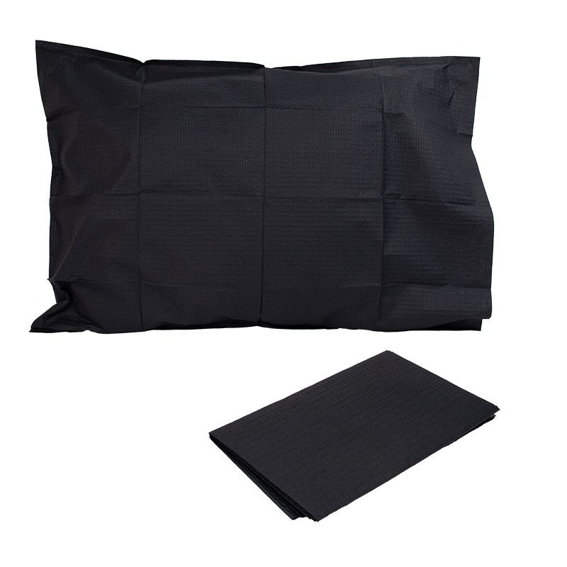DYNAREX Disposable Pillow Case — Black Tissue/Poly — 100/cs-3