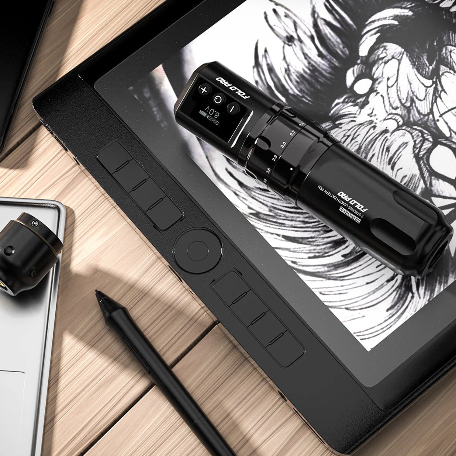 Dragonhawk Fold Pro Wireless Tattoo Pen Machine-12