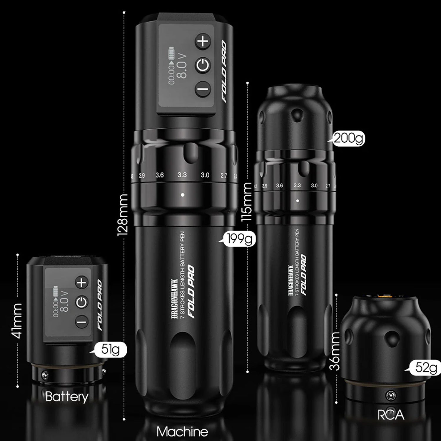 Dragonhawk Fold Pro Wireless Tattoo Pen Machine-2