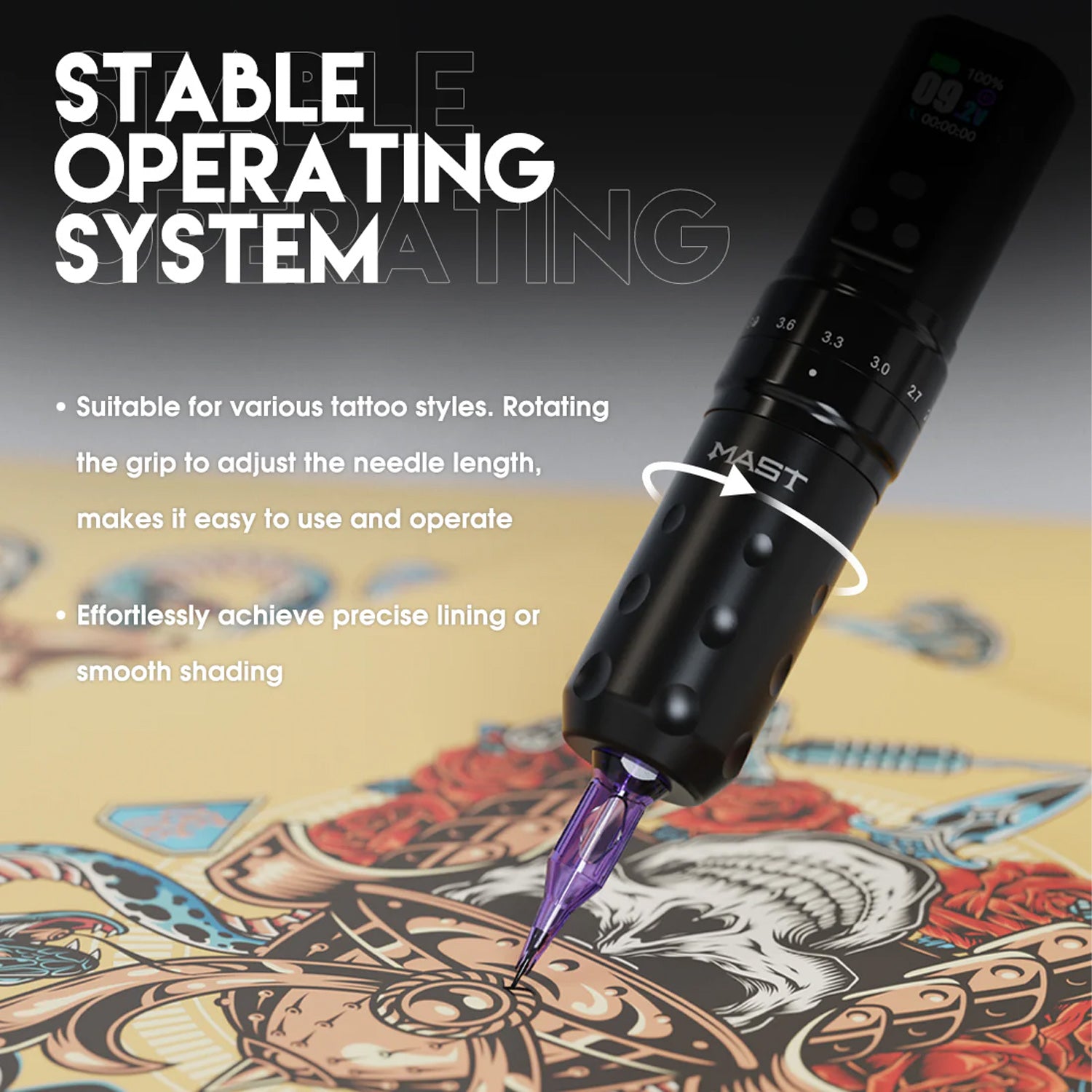 Dragonhawk Mast Fold2 Pro Wireless Tattoo Pen Machine with Dual Replaceable Batteries-6
