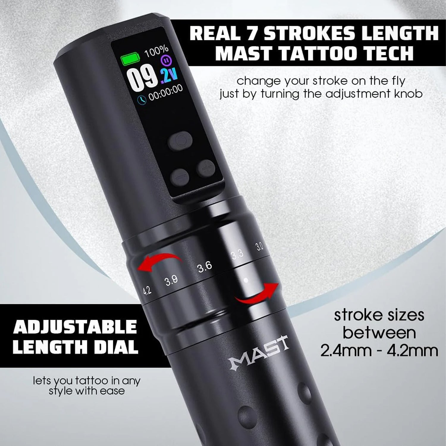 Dragonhawk Mast Fold2 Pro Wireless Tattoo Pen Machine with Dual Replaceable Batteries-8