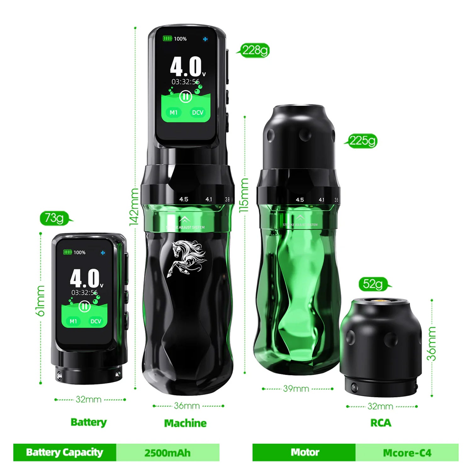 Dragonhawk Mast Fold Pro Year of the Horse Edition Wireless Tattoo Pen Machine-15