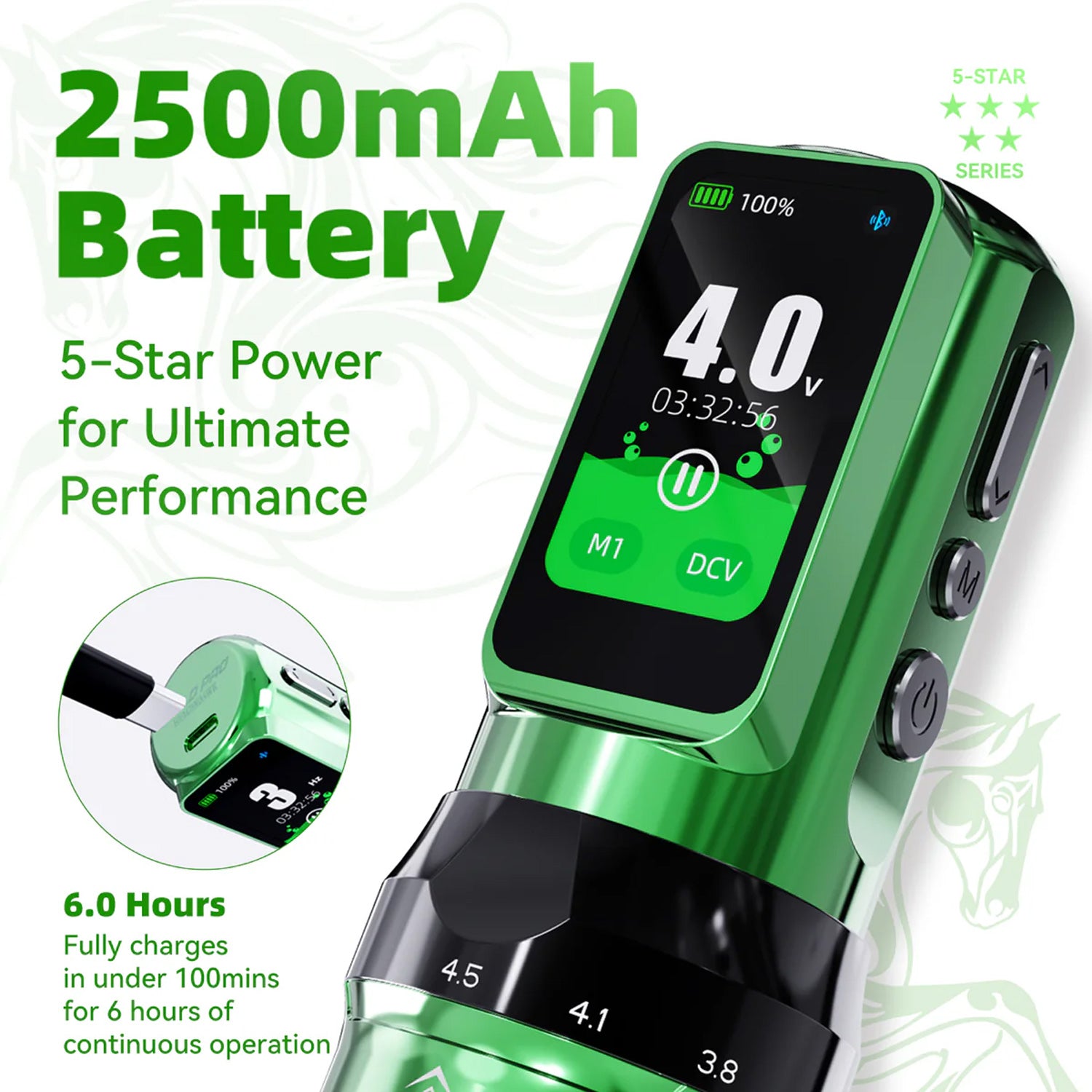 Dragonhawk Mast Fold Pro Year of the Horse Edition Wireless Tattoo Pen Machine-9