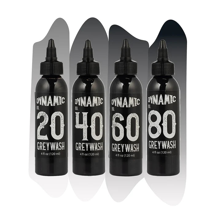 DYNAMIC GREYWASH TATTOO INK SET WITH MIXING SOLUTION 5 BOTTLES 4OZ-4
