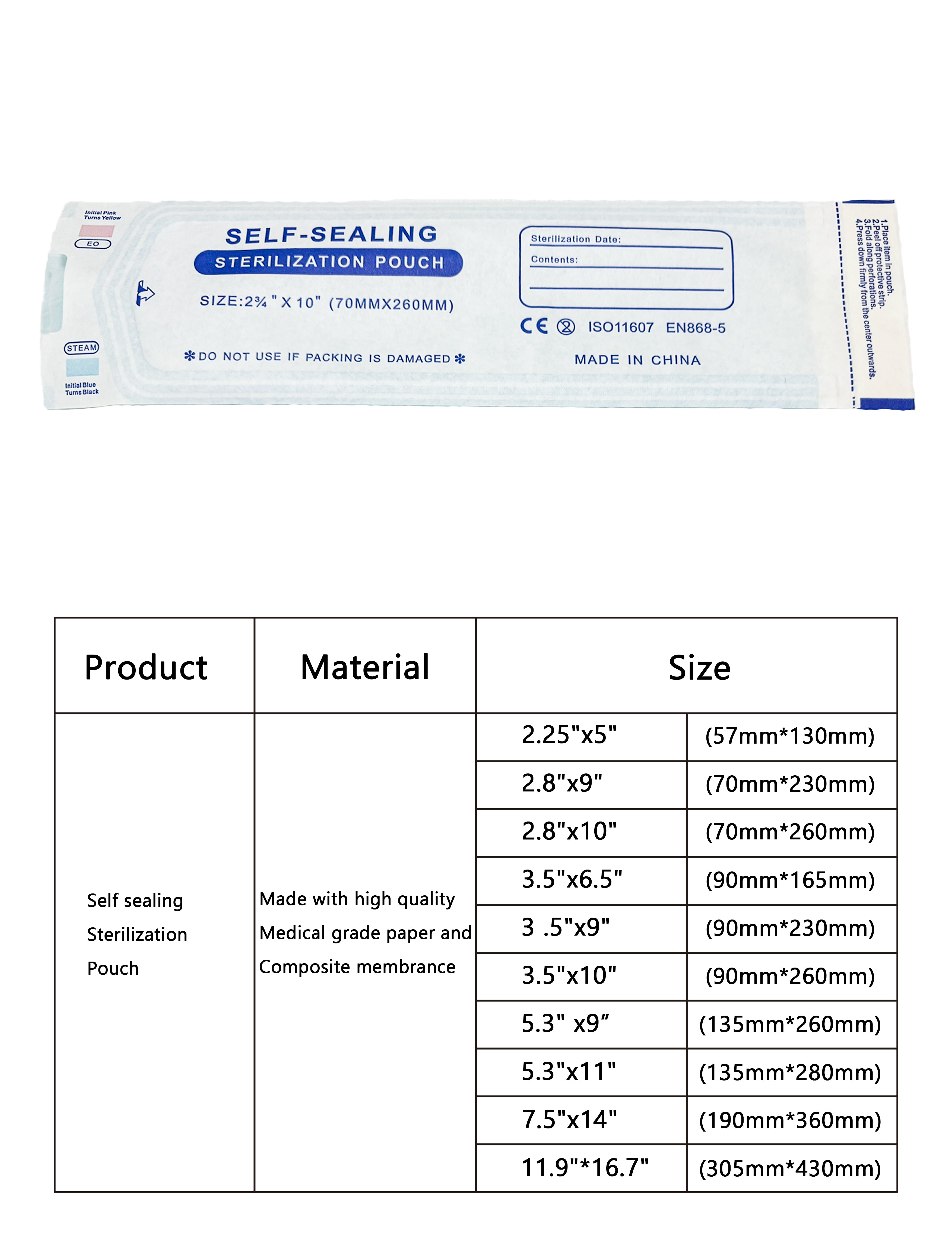 SELF SEALING STERILIZATION AUTOCLAVE POUCHES -JESTERS TATTOO SUPPLY - PICK SIZE-3