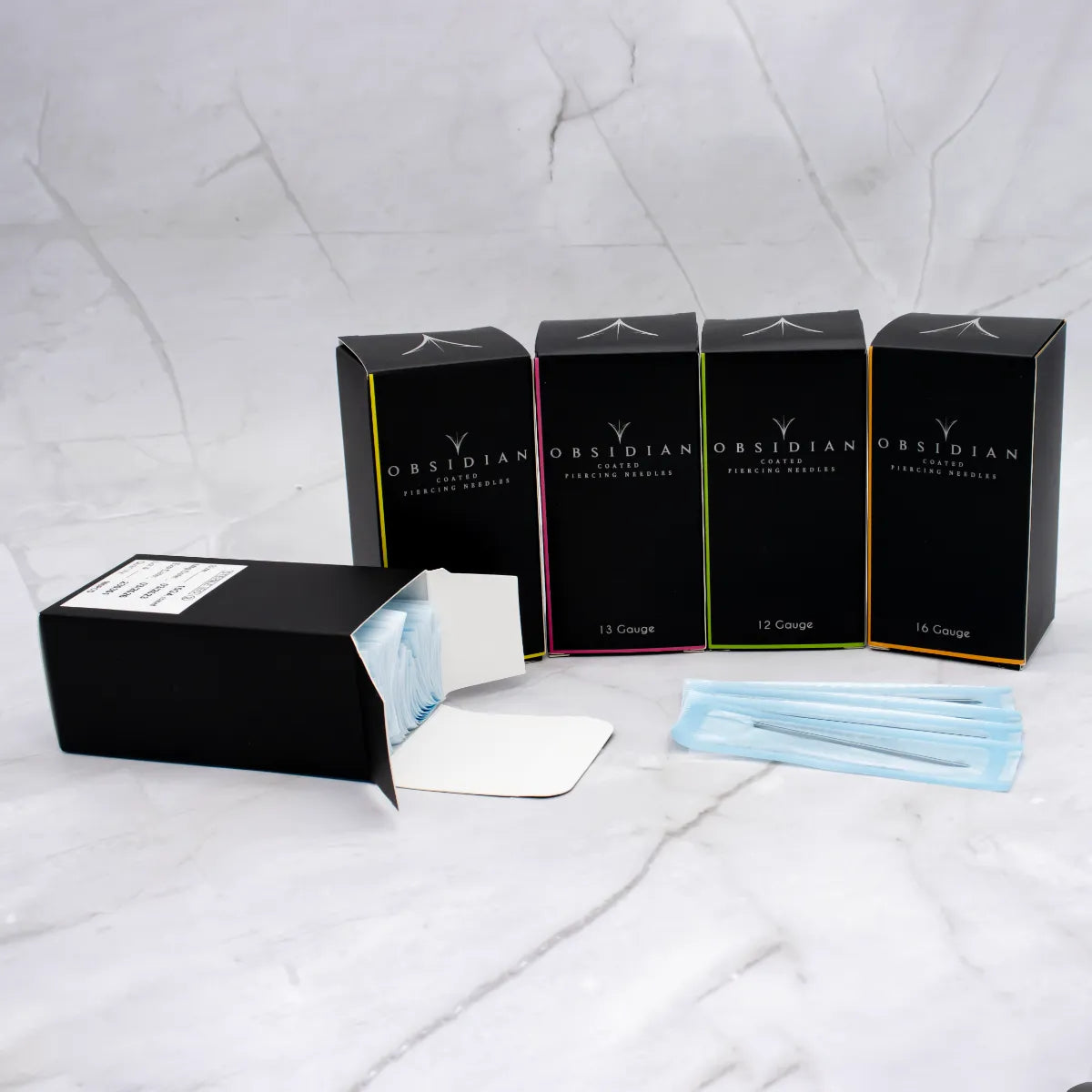OBSIDIAN - 20G TEFLON COATED PRE-STERLIZED BODY PIERCING NEEDLES BOX OF 100-1