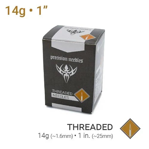 PRECISION 1" THREADED STERILIZED PIERCING NEEDLES - PICK SIZE