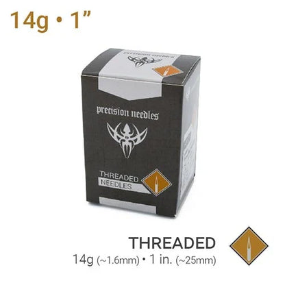 PRECISION 1" THREADED STERILIZED PIERCING NEEDLES - PICK SIZE